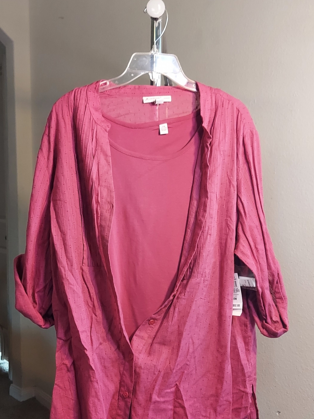 JM Collection Rose Pink Layered Tunic with Inner Tank